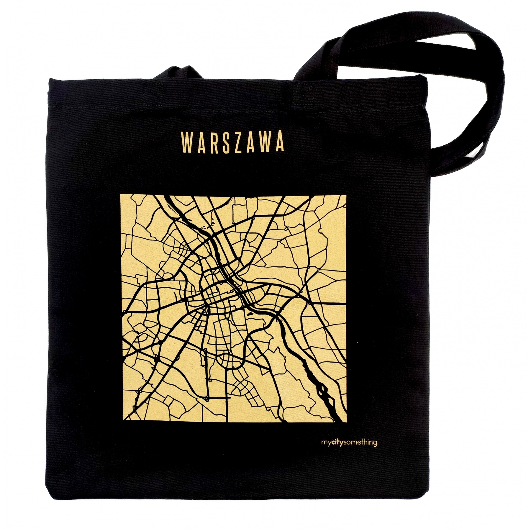 torba czarna mapa warszawy - Torba ze złotą mapą Warszawy