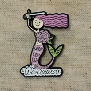 Pin Syrenka Warszawska różowa