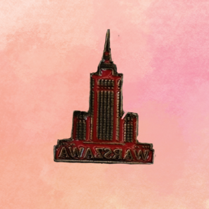 Pin - Pałac Kultury i Nauki czerwony z czarnym konturem