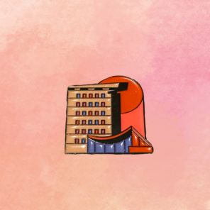 Pin z motywem budynku "Młotek"