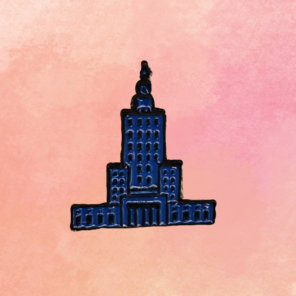 Pin Pałac Kultury i Nauki granatowy z czarnym konturem