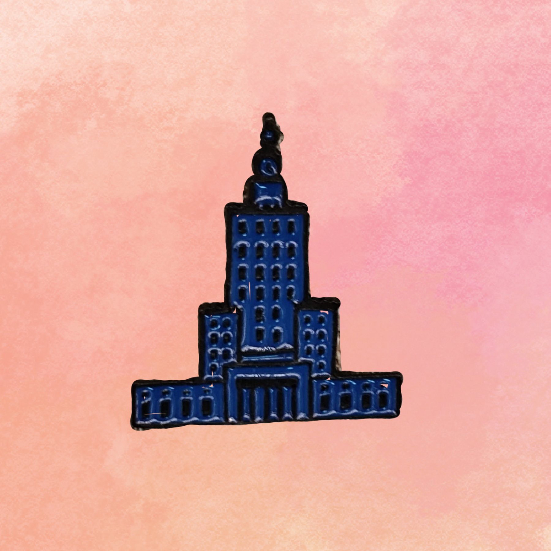 Pin Pałac Kultury i Nauki granatowy z czarnym konturem