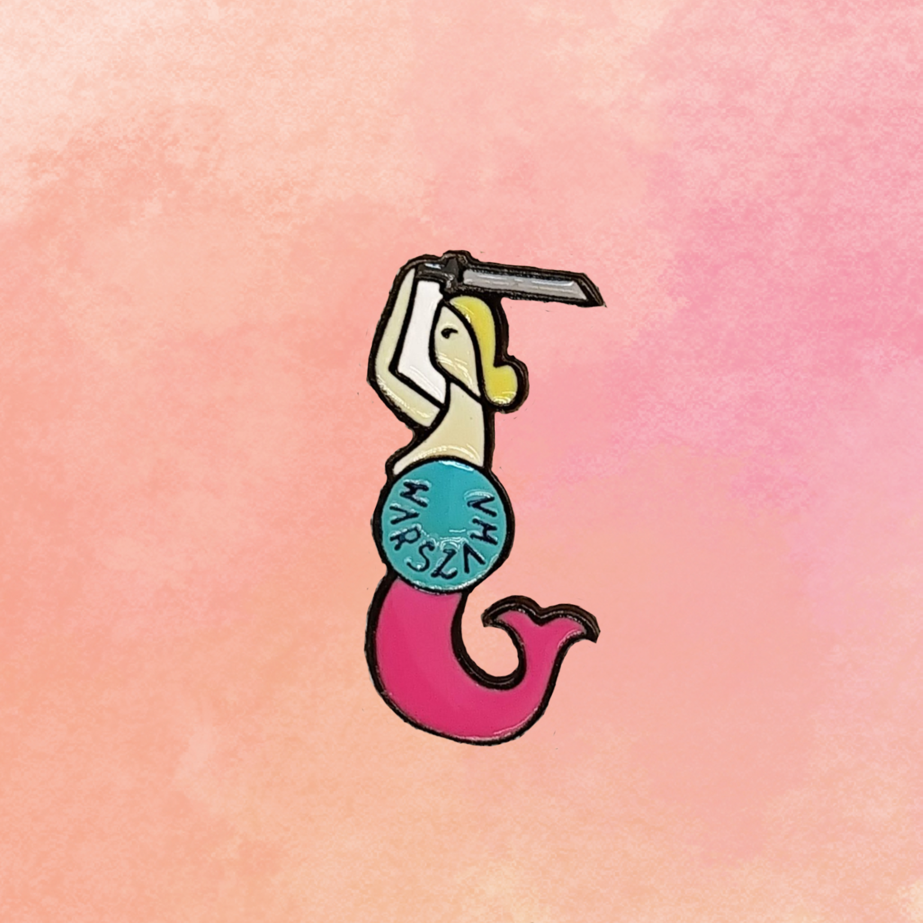 Przypinka Syrenka Warszawska kolorowa